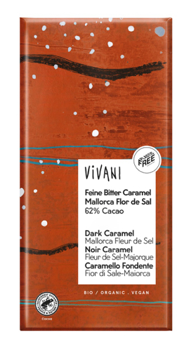 Vivani Chocolat noir caramel fleur de sel 62% cacao bio 80g